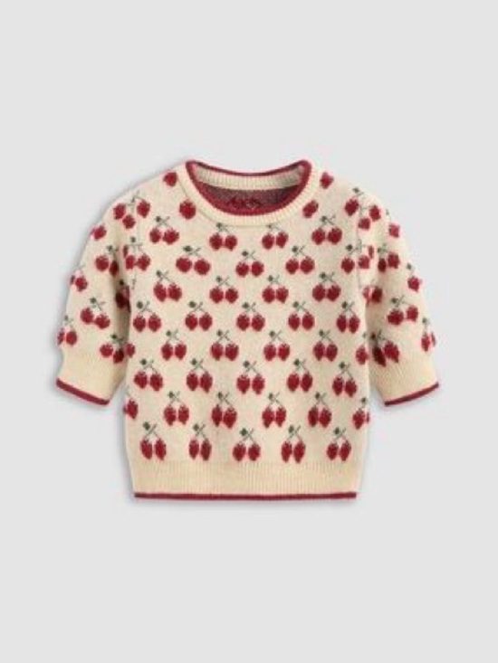 Cider Sweaters - Cider Cream Sweater with Red Cherry Motif